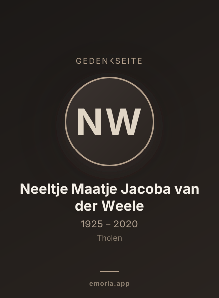 Gedenkportrait von Neeltje Maatje Jacoba van der Weele