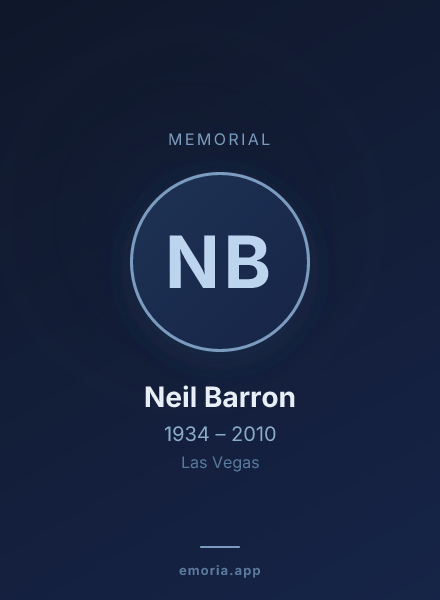 Memorial portrait of Neil Barron