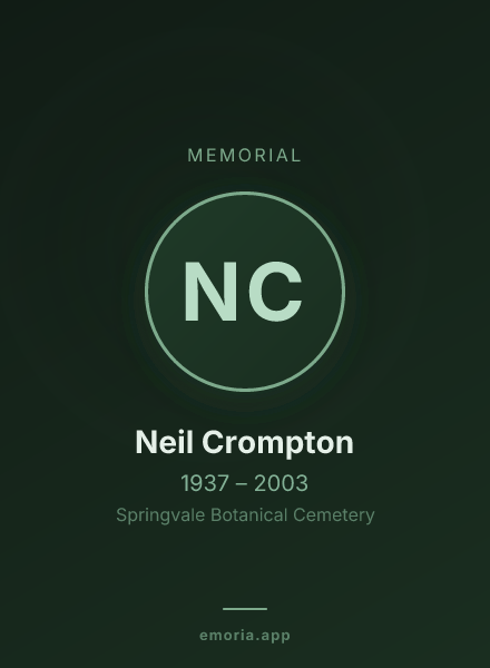 Memorial portrait of Neil Crompton