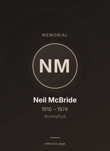 Memorial portrait of Neil McBride