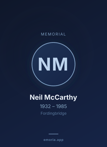 Memorial portrait of Neil McCarthy