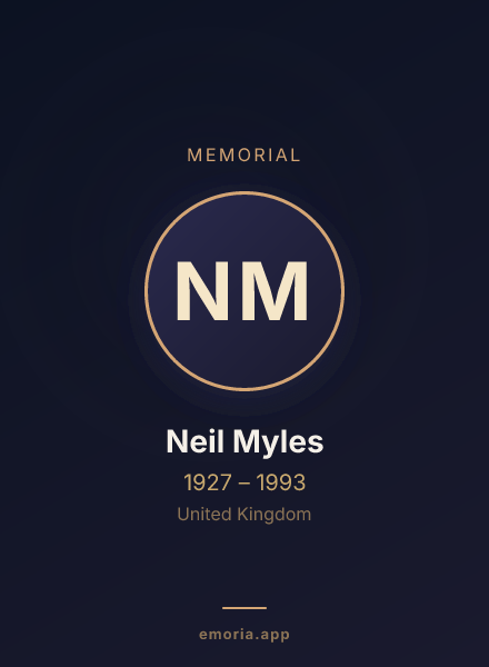 Memorial portrait of Neil Myles