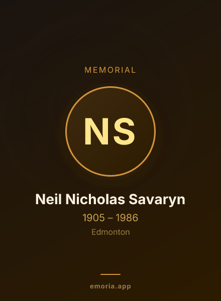 Memorial portrait of Neil Nicholas Savaryn