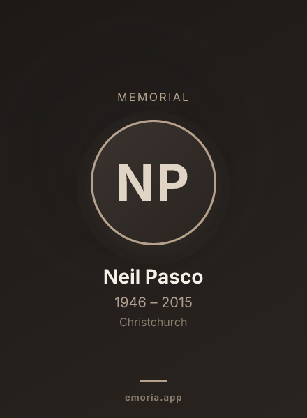 Memorial portrait of Neil Pasco