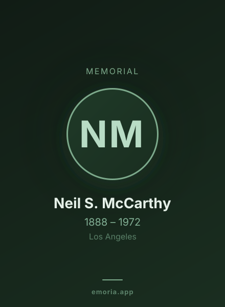 Memorial portrait of Neil S. McCarthy