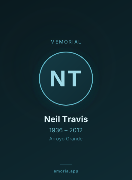 Memorial portrait of Neil Travis