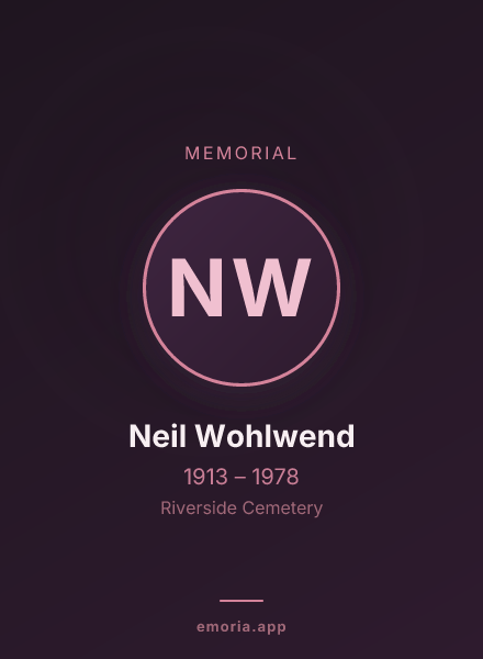 Memorial portrait of Neil Wohlwend
