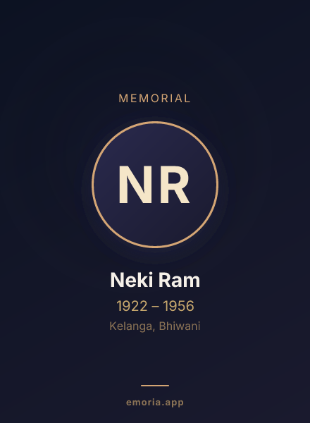 Memorial portrait of Neki Ram