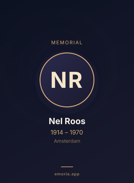 Memorial portrait of Nel Roos