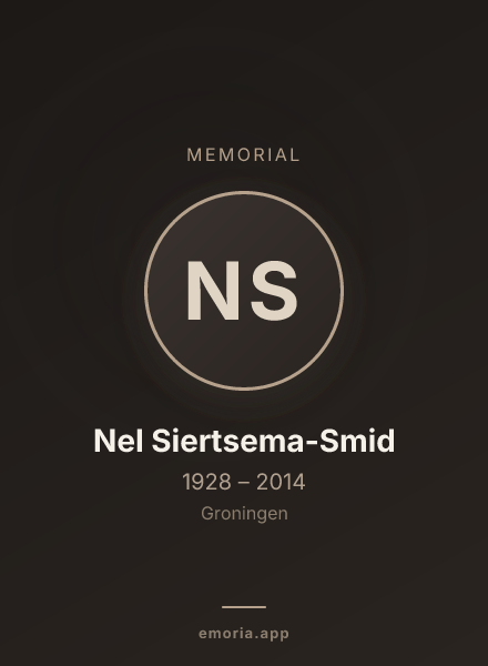 Memorial portrait of Nel Siertsema-Smid