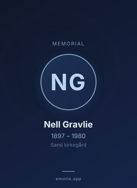 Memorial portrait of Nell Gravlie