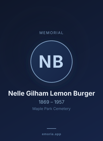 Memorial portrait of Nelle Gilham Lemon Burger