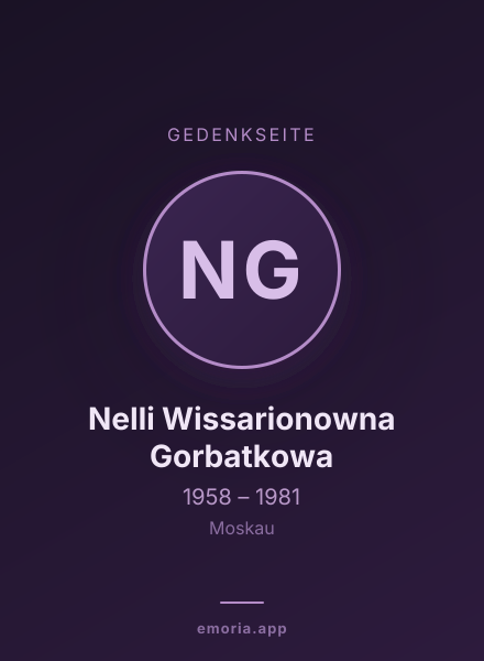 Gedenkportrait von Nelli Wissarionowna Gorbatkowa