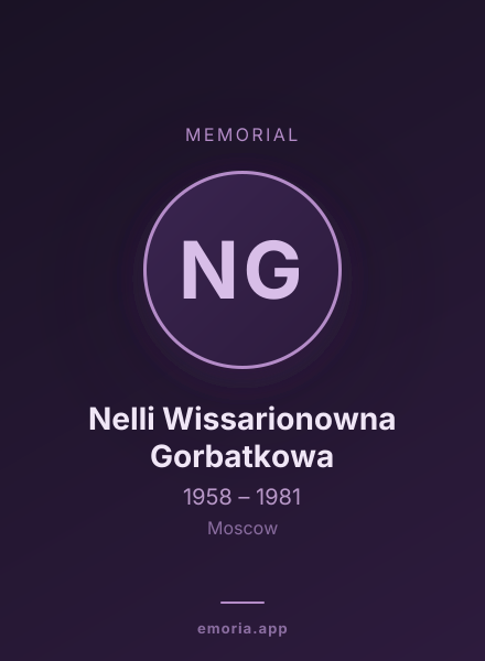 Memorial portrait of Nelli Wissarionowna Gorbatkowa