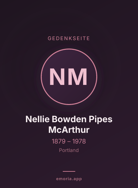 Gedenkportrait von Nellie Bowden Pipes McArthur