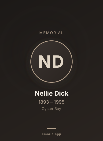 Memorial portrait of Nellie Dick