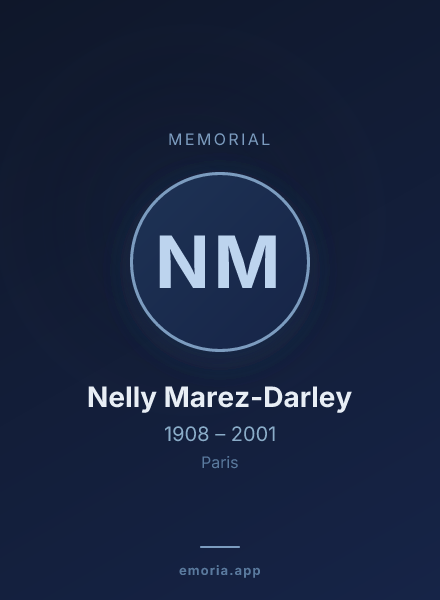 Memorial portrait of Nelly Marez-Darley