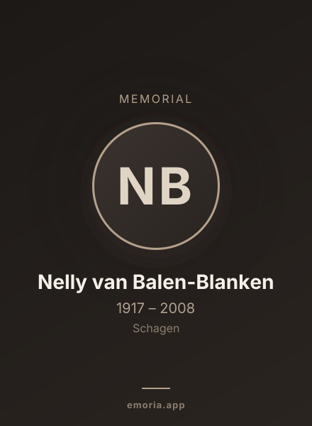 Memorial portrait of Nelly van Balen-Blanken