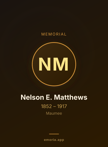 Memorial portrait of Nelson E. Matthews