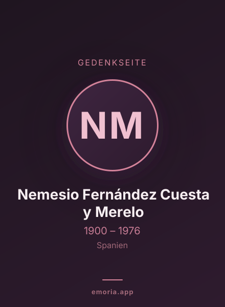 Gedenkportrait von Nemesio Fernández Cuesta y Merelo