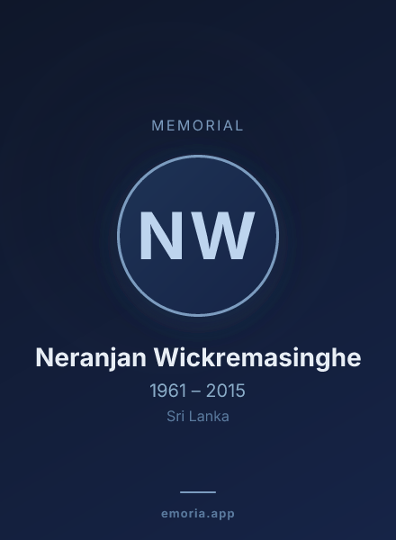 Memorial portrait of Neranjan Wickremasinghe