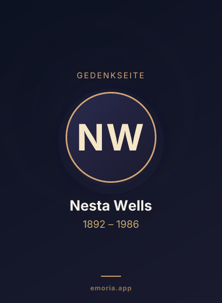 Gedenkportrait von Nesta Wells