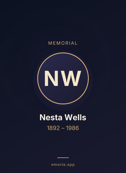 Memorial portrait of Nesta Wells