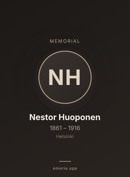 Memorial portrait of Nestor Huoponen