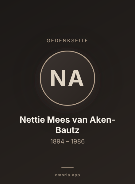 Gedenkportrait von Nettie Mees van Aken-Bautz