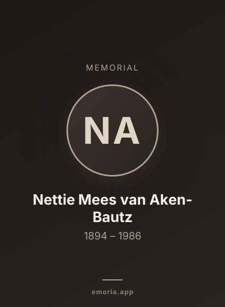 Memorial portrait of Nettie Mees van Aken-Bautz