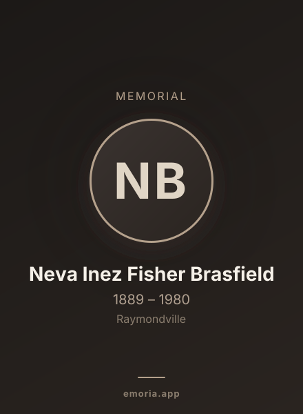 Memorial portrait of Neva Inez Fisher Brasfield