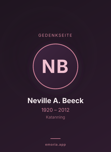 Gedenkportrait von Neville A. Beeck