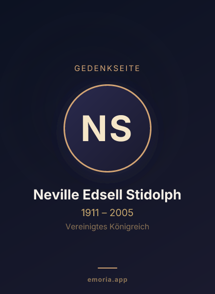 Gedenkportrait von Neville Edsell Stidolph