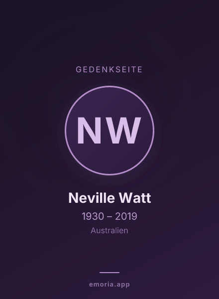 Gedenkportrait von Neville Watt