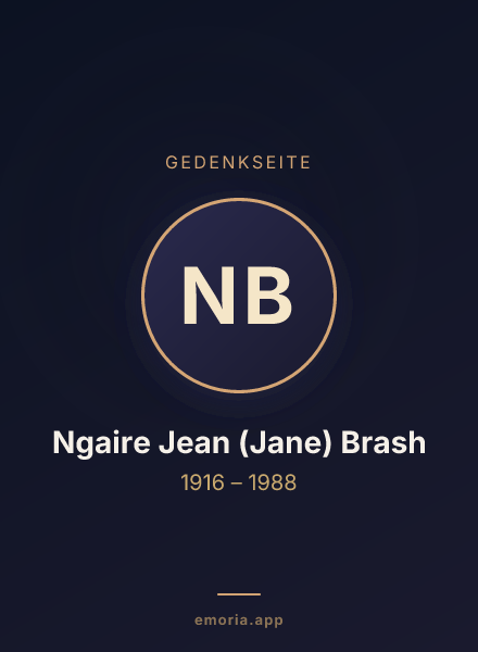 Gedenkportrait von Ngaire Jean (Jane) Brash