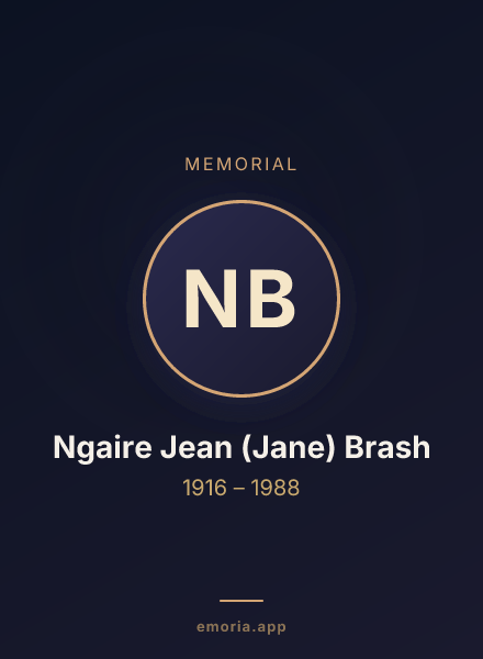 Memorial portrait of Ngaire Jean (Jane) Brash