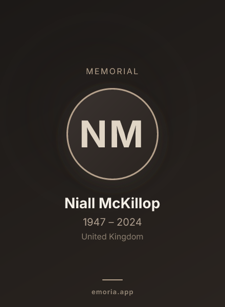 Memorial portrait of Niall McKillop