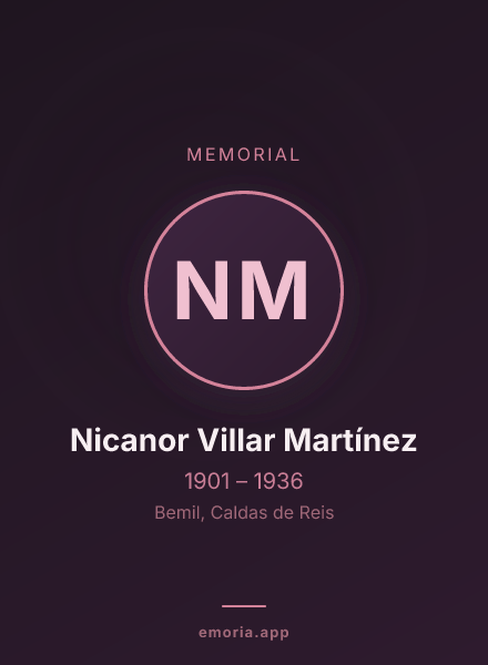Memorial portrait of Nicanor Villar Martínez