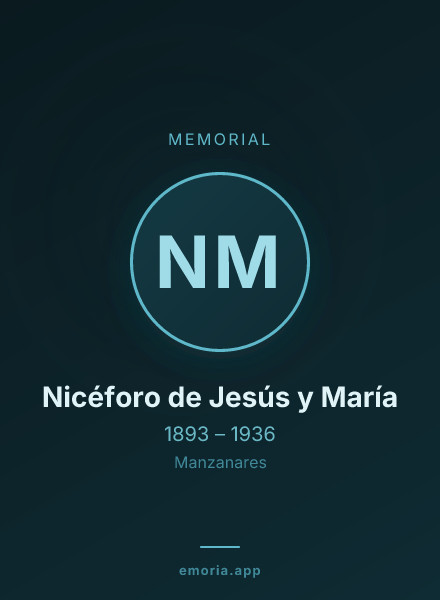 Memorial portrait of Nicéforo de Jesús y María