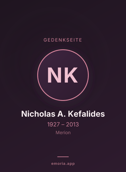 Gedenkportrait von Nicholas A. Kefalides