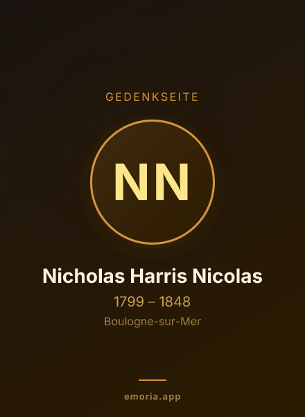 Gedenkportrait von Nicholas Harris Nicolas