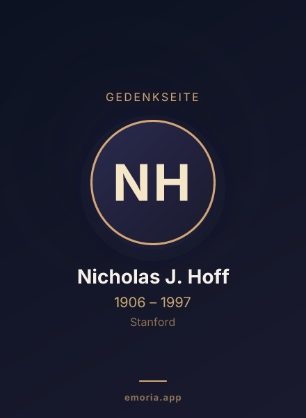 Gedenkportrait von Nicholas J. Hoff