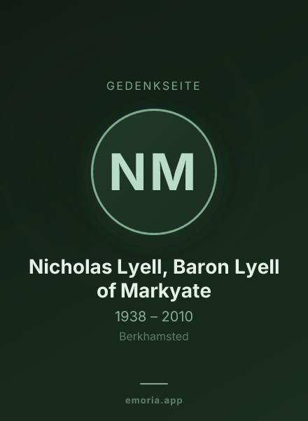 Gedenkportrait von Nicholas Lyell, Baron Lyell of Markyate
