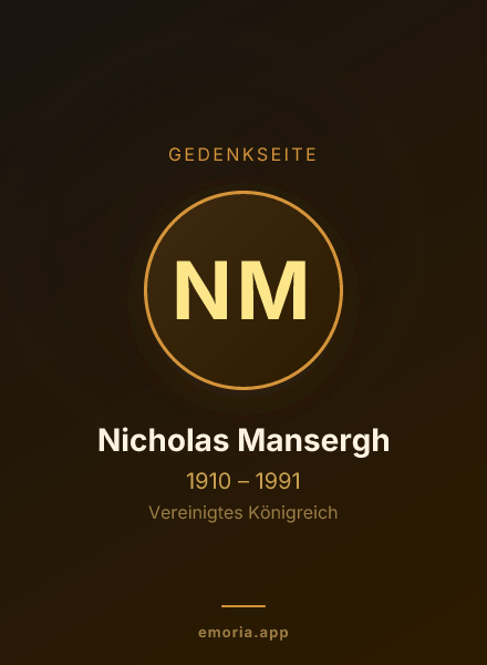Gedenkportrait von Nicholas Mansergh
