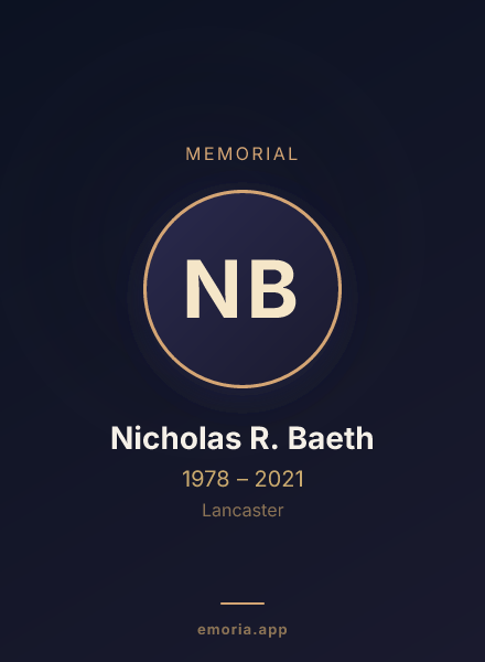 Memorial portrait of Nicholas R. Baeth