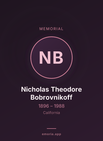 Memorial portrait of Nicholas Theodore Bobrovnikoff