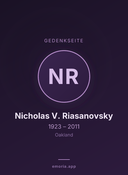 Gedenkportrait von Nicholas V. Riasanovsky
