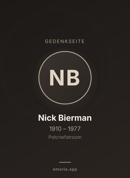 Gedenkportrait von Nick Bierman