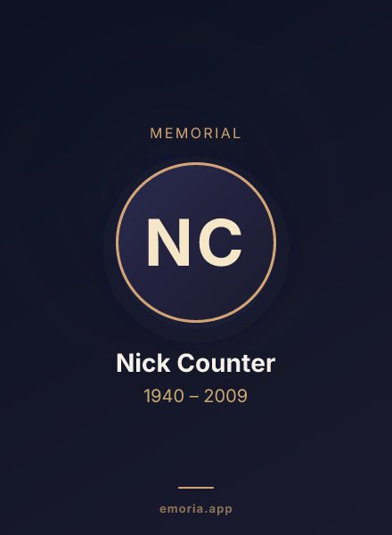 Memorial portrait of Nick Counter