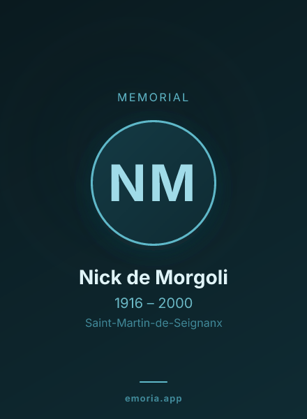 Memorial portrait of Nick de Morgoli